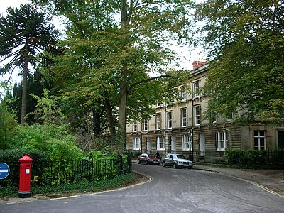 Communal gardens in the main crescent of Park Town, Oxford