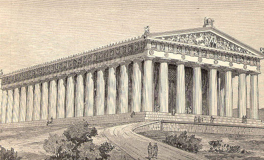 Ricostruzione del Partenone di Atene (illustrazione da  Joseph Kürschner (a cura di), Pierers Konversationslexikon, 7ª ed., Stoccarda, Deutsche Verlagsgesellschaft, 1891).