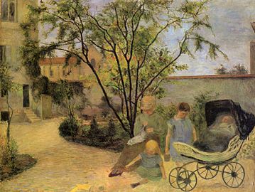 Malerens familie i haven, 1881 La famille du peintre au jardin, rue Carcel