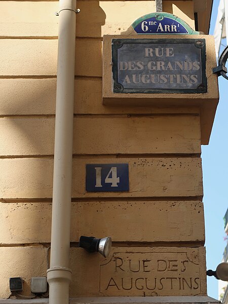 File:Plaque rue des Grands-Augustins, Paris 6e.jpg