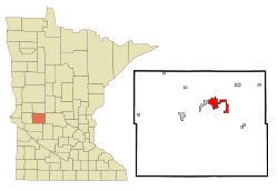 Pope County Minnesota Incorporated and Unincorporated areas Glenwood Highlighted.svg