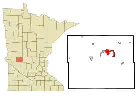 Pope County Minnesota Incorporated and Unincorporated areas Glenwood Highlighted.svg