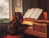 Porträt eines außergewöhnlichen musikalischen Hundes von Philip Reinagle 1805.jpg