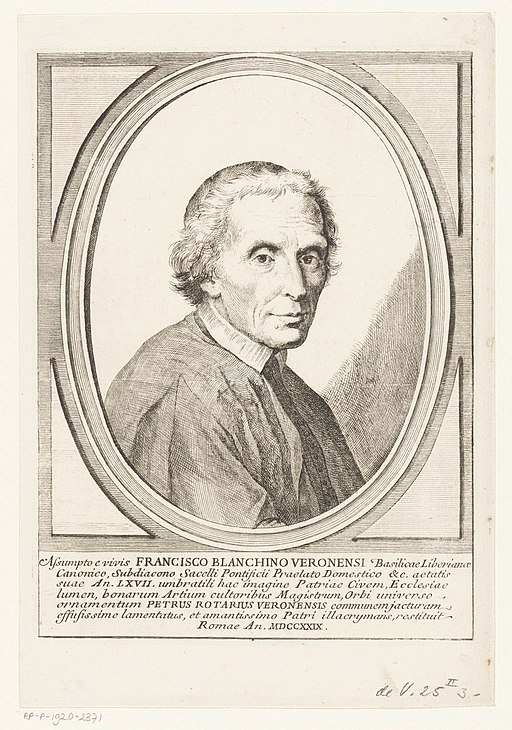 Portret van wetenschapper en geestelijke Francesco Bianchini, RP-P-1920-2371