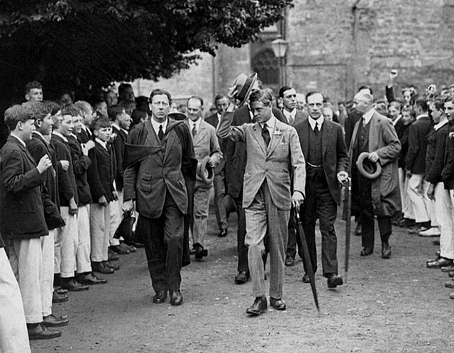 Edward, Prince of Wales, later King Edward VIII, visiting Sherborne School on 19 July 1923