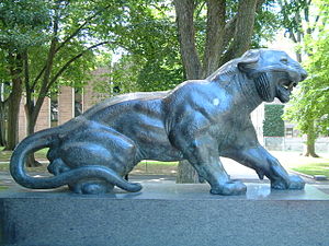 A picture of a tiger statue on Princeton's campus
