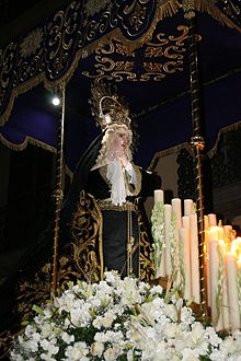 Image of Our Lady of Solitude at the procession Procesion del Silencio SLP175.JPG