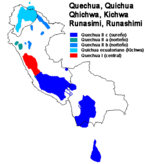 Gebieden waar Quechua gesproken wordt