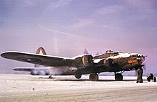 Squadron B-17 covered with snow RAF Bassingbourn - 379th Bombardment Group - B-17 42-30298.jpg