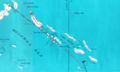 Chart of Japanese (dashed red line) air attack on U.S. Task Force (TF) 18 (solid black line) between Rennell Island and Guadalcanal on the evening of January 29, 1943. Click on map for larger image and full description.