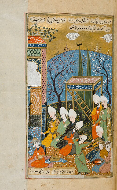 Celebrations in Tabriz for the marriage of Ismail Mirza, folio from Kholassat ot-Tavarikh by Ahmad Monshi Ghomi