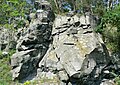 Čeština: Skály (z trachybazaltu) jižně od Radechova, součást přírodního parku Doupovská pahorkatina; okres Chomutov - ČR English: Rock near Radechov in Chomutov District, in nature park Doupovská pahorkatina, Czech Republic