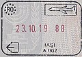 Exit stamp for air travel, issued at Iași International Airport.