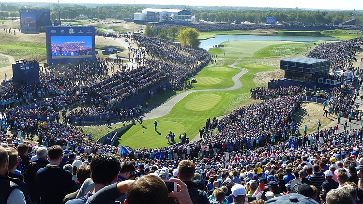 The Opening tee at the 2018 Ryder Cup at Le Golf National Ryder Cup 2018 - Grand Stand.jpg
