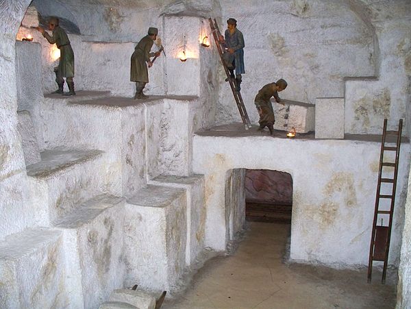 Diorama of an underground salt mine in Germany.