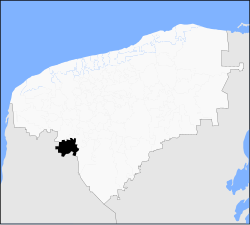 Vị trí của đô thị trong bang Yucatán