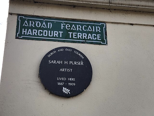 Plaque at Sarah Purser's Studio, 11 Harcourt Terrace