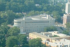 Aerial view of Pittsburgh Public Schools' historic Schenley High School