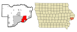 Scott County Iowa Incorporated and Unincorporated areas Bettendorf Highlighted.svg