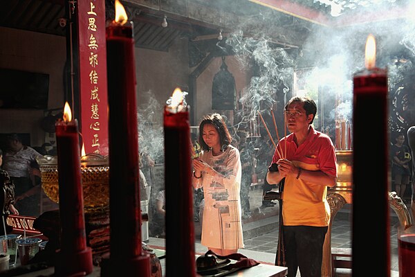 Performing rituals for the 2020 Chinese New Year's eve in Indonesia