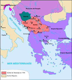 Сербия в 1184 году, во время правления Стефана Неманья