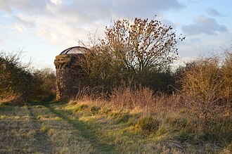 Sharnbrook Summit with rail tunnel ventilation tower Sharnbrook Summit ventilation tower.JPG