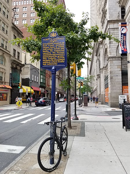 File:Sign honoring Albert Greenfield on Walnut Street at the intersection of Juniper in Center City, Philadelphia.jpg