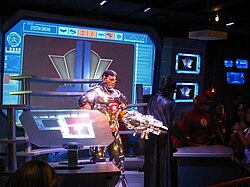 Cyborg greets guests in his lab before they board their vehicles at all locations Six Flags St. Louis - Justice League Battle For Metropolis.jpg