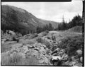 Sluice along Chalk creek to Cyanide Plant; view from northeast. - Mary Murphy Mining Complex, Sluice, Iron City (historical), Chaffee County, CO HAER COLO,8-IRCI,1-D-2.tif