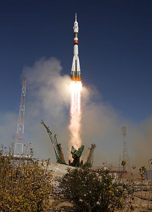 Soyuz TMA-16 launched from the Baikonur Cosmodrome in Kazakhstan on its way to the International Space Station