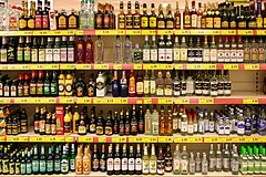 Image 32A display of spirits in a supermarket (from List of drinks)