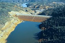 Spring Creek Reservoir, viewed downstream towards the dam, at moderate level on November 17, 1994 Spring c reservoir.jpg