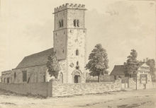 Parish church of St Mary le Wigford in Lincoln where Hutchinson was likely baptised St Mary le Wigford.jpg