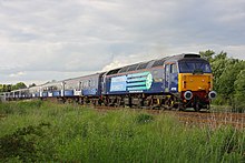 The charter service Stobart Pullman being pulled by original rail transport partner, Direct Rail Services Class 47 No. 47712 Stobart Pullman hauled by DRS 47712 photo 1.jpg
