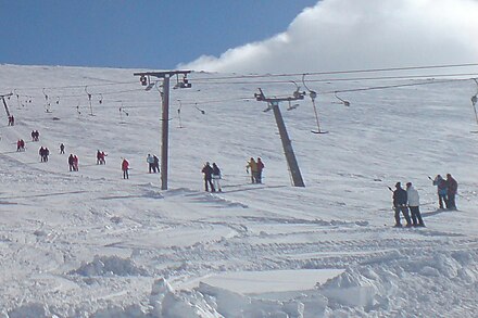 T-bar lift, a style of surface lift, in Åre, Sweden.
