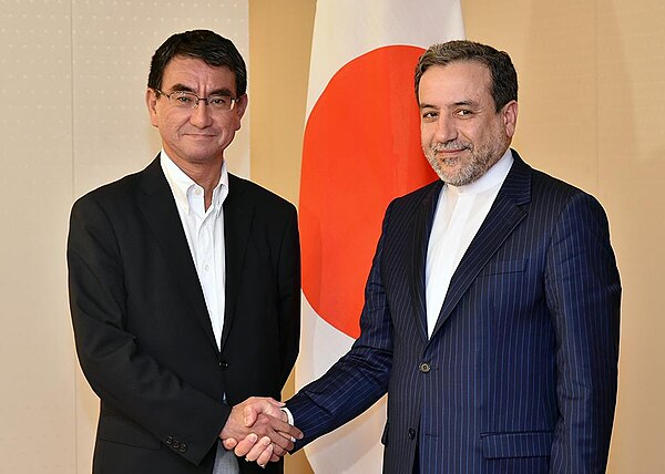 Kono with Iranian Minister of Foreign Affairs Abbas Araghchi in August 2017