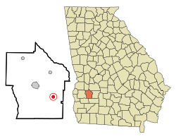 Terrell County Georgia Incorporated and Unincorporated areas Sasser Highlighted.svg