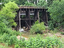 Timber trestle bridge over Shoal Creek