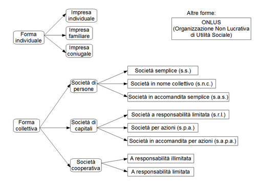 Impresa: Descrizione e attività, Limpresa nellordinamento giuridico italiano, Tipologia