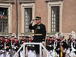 Torgny Hanson vid en konsert på Stockholms slott under Tattoo 2006, I bakgrunden Holländska marinens musikkår och Svenska Arméns Musikkår