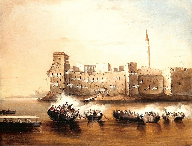 Tortosa, 23rd September 1840, attack by the boats of HMS Benbow, Carysfort and Zebra, under Captain J.F. Ross, R.N.