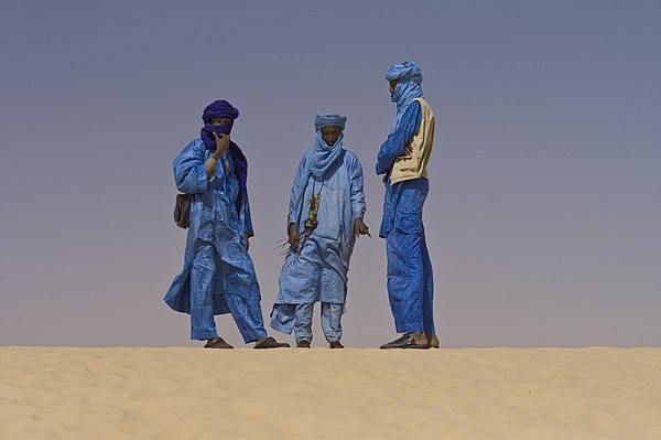 Tagelmusts, worn by three Tuareg men