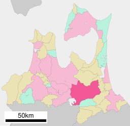 Towadas läge i Aomori prefektur