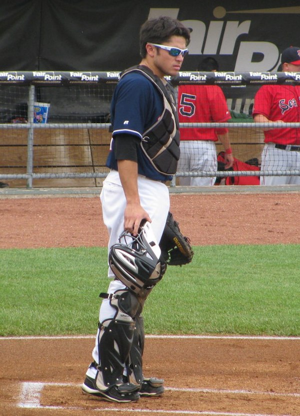 d'Arnaud playing for the New Hampshire Fisher Cats in 2011