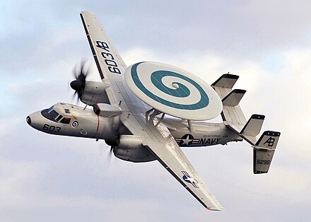 The E-2 Hawkeye is one of the larger air frames on a carrier