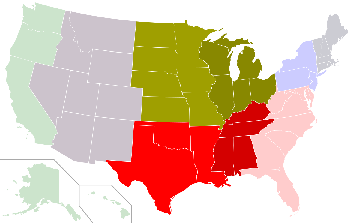 South сша. Территория США на прозрачном фоне. Us Central States.