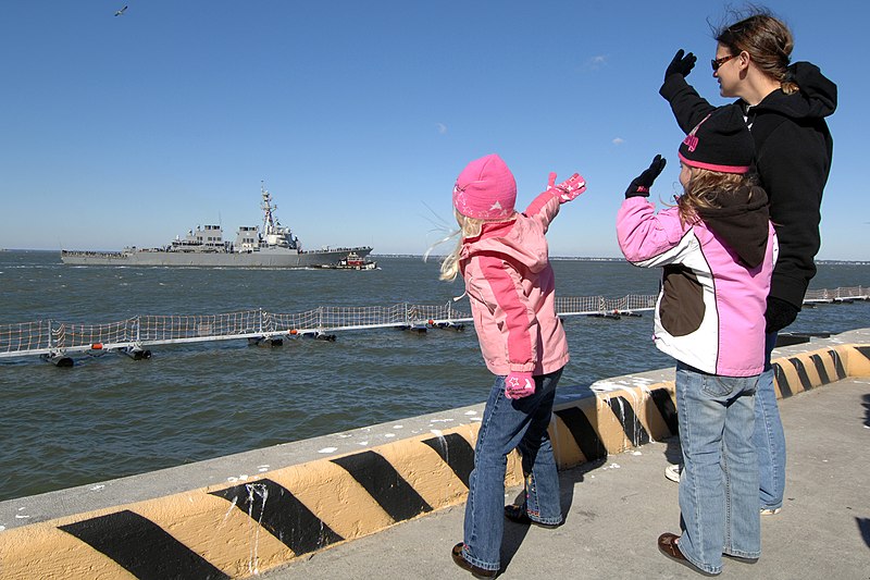 File:US Navy 101107-N-5292M-312 Family members of Fire Controlman Jason Bluhm wave goodbye as the guided-missile destroyer USS Mahan (DDG 72) departs Na.jpg