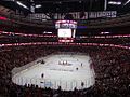 El United Center adaptado para recibir partidos de hockey sobre hielo