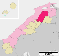 Location of Unnan in Shimane Prefecture