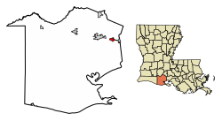 Location of Erath in Vermilion Parish, Louisiana.